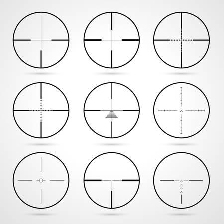 crosshairs set. Target icons set.  Weapon sights. Crosshairs icons isolated on white background. Aims symbolのイラスト素材