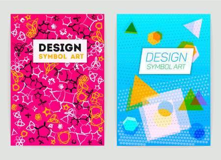 brochure design template. Flyer, poster, banner, cover design. A4 size. Business abstract background with geometric triangle, square, circle backgrounds. flyer modern template. Book designのイラスト素材
