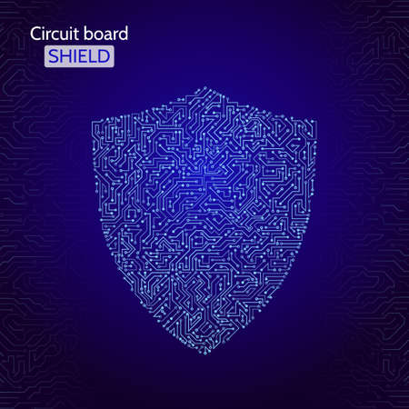 Protection concept of digital and technological. Data security icon. Circuit board shield. Vector eps 10のイラスト素材