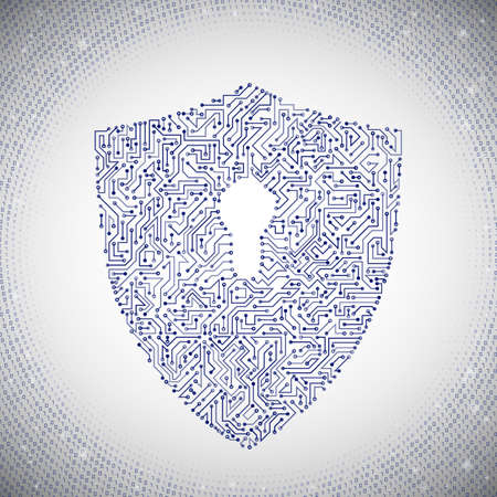 Protection concept of digital and technological. Data security icon. Circuit board shield. Vector eps 10のイラスト素材