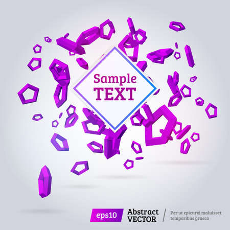 Abstract 3d geometric pentagon. 3d explosion. Abstract mesh explosion. Template or background design for posters or bannersのイラスト素材