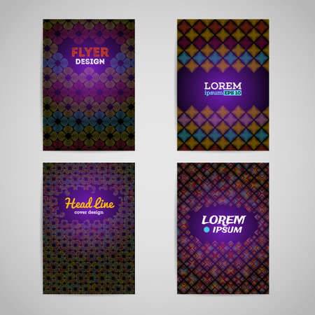 Abstract geometric objects on a purple background flyer. Modern design. For design wallpaper, background, cards, banners, flyers. Vector eps10のイラスト素材