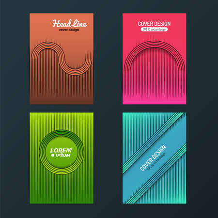 Colorful cover design geometric lines with objects casting shadows. Applicable for covers,  posters, placards, flyers and banner design. Vector eps 10のイラスト素材