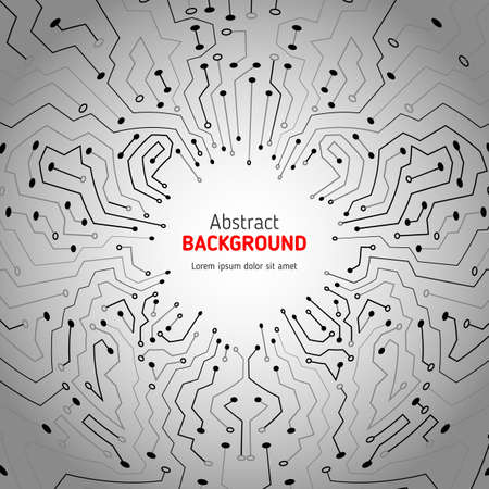 Technological vector background with a circuit board texture. Digital radial technologies  abstract backgroundのイラスト素材