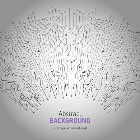 Technological vector background with a circuit board texture. Digital radial technologies  abstract backgroundのイラスト素材