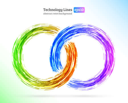 Abstract retro technology circles. Information transfer. Stream of information. Data transfer. Stock vector. eps 10のイラスト素材