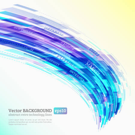 Abstract retro technology lines. Information transfer. Stream of information. Data transfer. Stock vector. eps 10のイラスト素材