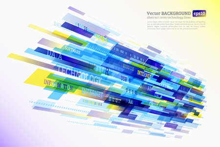 Abstract retro technology lines. Information transfer. Stream of information. Data transfer. Stock vector. eps 10のイラスト素材