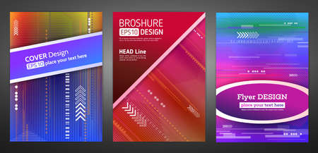 Abstract technology brochure. Futuristic book cover layout. Digital corporate business template design of flyer. Abstract geometric backgrounds of report brochure. Vector illustration eps 10のイラスト素材
