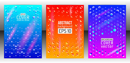 Geometric shapes brochure template layout. Triangle cover design annual report. Polygonal design flyer or booklet. Abstract hexagon magazine background. Vector Illustration esp10のイラスト素材