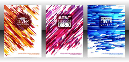 Technology line brochure book cover template layout. Abstract geometric cover flyer magazine. Prospectus design vector template geometric lines and lights abstract backgrounds. Vector illustration eps 10のイラスト素材