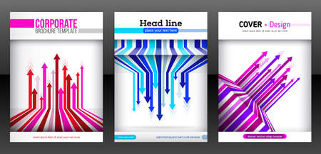 Abstract cover design with arrows elements. Abstract progress concept flyer. Brochure template layout, cover design of annual report. Vector eps 10のイラスト素材