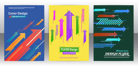 Abstract arrows vector brochure template. Flyer with arrows, stripes motion and dynamics. Cover layout with flat style. Modern design for poster and banner. Annual report design templates. Vector epsのイラスト素材