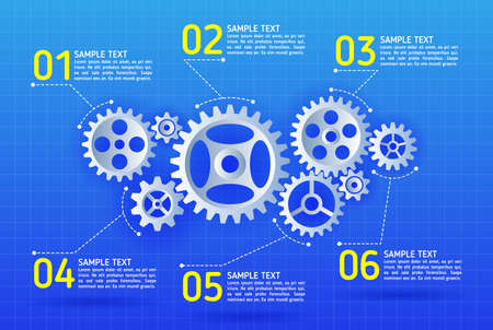 Abstract gears infographic. Mechanism with integrated gears for business presentations or information banner. Modern design of background esp 10のイラスト素材