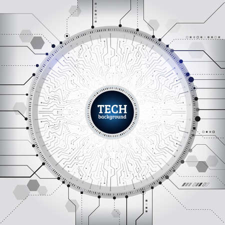 Abstract radial circuit texture concept. Hi-tech computer technology on the grey background. Futuristic technology structure elements. Vector illustration esp 10.のイラスト素材
