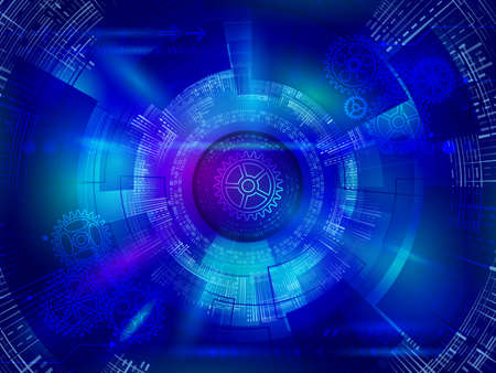 Abstract circular technology concept. Hi-tech communication on the blue background. Futuristic radial elements style. Vector illustration eps10のイラスト素材