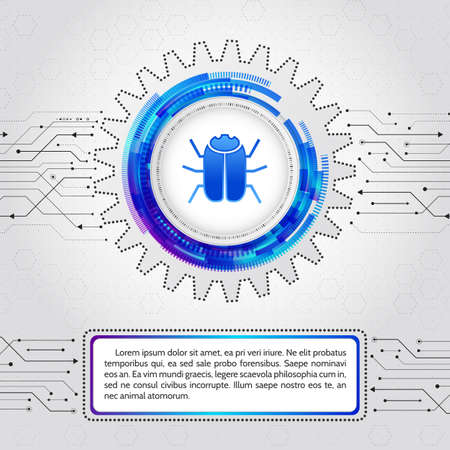 Futuristic circuit board on the grey background. Digital technology protection concept. Hacking and ciber crimes data security.のイラスト素材