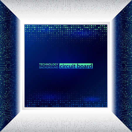 Circuit board in perspective. Abstract 3d electronic scheme on blue backgroundのイラスト素材