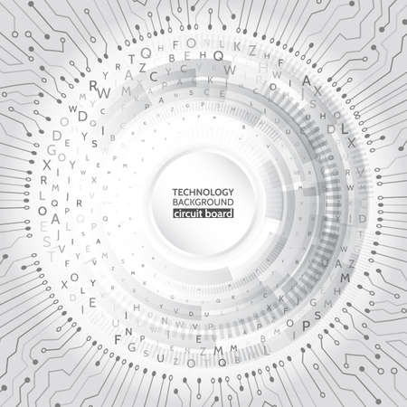 Abstract radial circuit texture concept. Hi-tech computer technology on the grey background.のイラスト素材