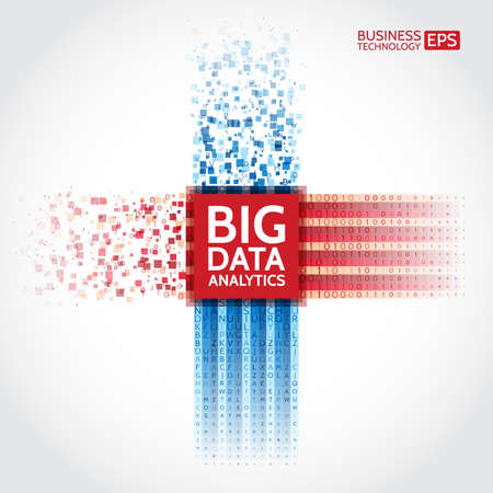 Analysis of Information. Data mining visualization. Abstract digital sorting information. Binary code algorithms. Vector technology background.のイラスト素材