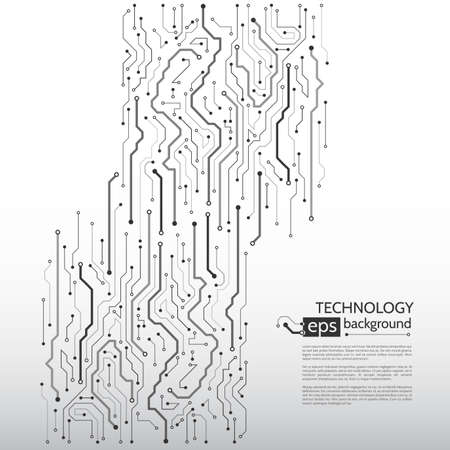 Computer communication cybernetic element. Circuit board vector illustration. High-tech technology background texture.のイラスト素材