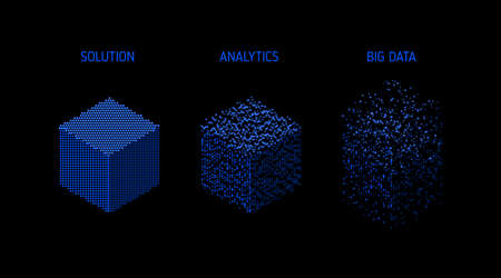 Analysis of Information. Data mining visualization. Abstract digital sorting information. Binary code algorithms. Vector technology background.のイラスト素材