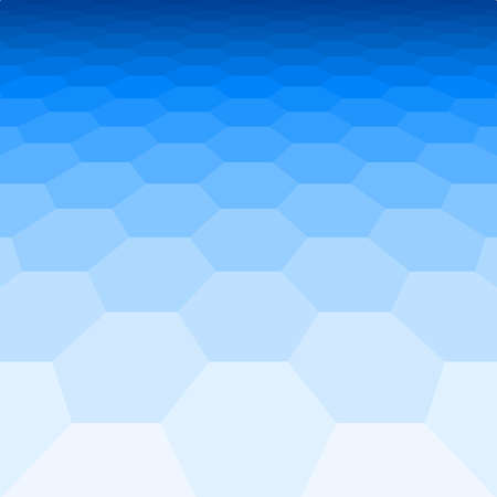 Perspective grid hexagonal surface. Abstract background with blue shapes. Technology geometric minimal design. Vector illustration.のイラスト素材