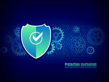 Protection mechanism system. Technology security concept. Modern safety digital background. Hi-tech vector illustrationのイラスト素材