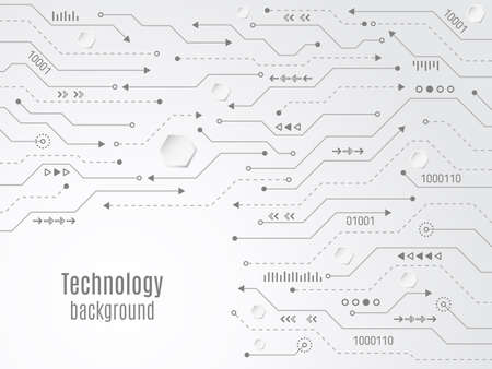 Computer motherboard vector background with circuit board electronic elements.のイラスト素材