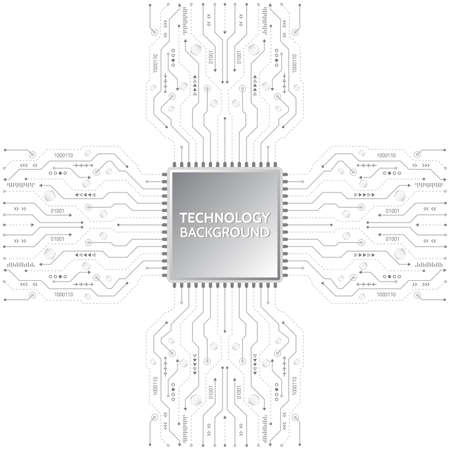 Chip electronic pattern for computer technology, Motherboard integrated computing illustration