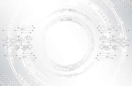 Abstract circuit technology concept. Futuristic circle elements background. Hi-tech computer technology on the grey background. Vector illustrationのイラスト素材