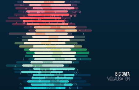 Big data visualization. Abstract background with lines array and binary code. Connection structure....