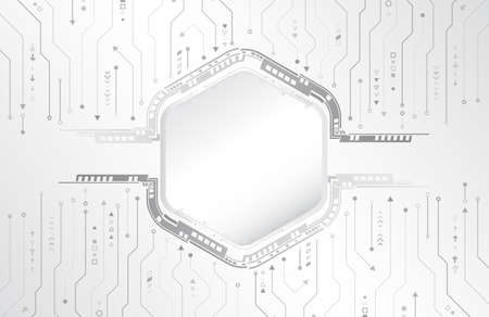 Digital internet communication on grey background. Abstract global sci fi concept. Hi-tech vector illustration with various technology elements.のイラスト素材