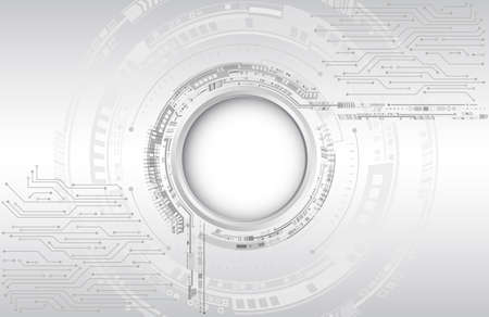 Digital internet communication on grey background. Abstract global sci fi concept. Hi-tech vector illustration with various technology elements.のイラスト素材