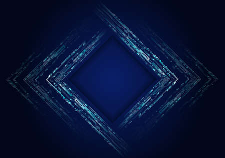 Digital internet communication on blue background. Abstract global sci fi concept. Hi-tech vector illustration with various technology elements.のイラスト素材