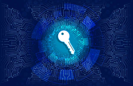 Safety and confidential data protection. Cyber data security or information privacy idea. Technology background vector illustration.のイラスト素材