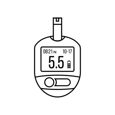 Glucose meter vector illustration. Diabetes blood glucose test. Electronic device glucometer. Isolated on white background.のイラスト素材