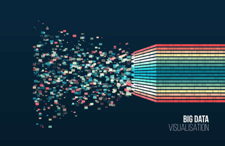 Big data visualization. Information analytics concept. Abstract stream information with square array...