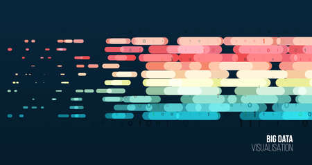 Big data visualization. Abstract background with lines array and binary code. Connection structure. Data array visual concept. Big data connection complex.のイラスト素材