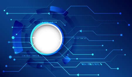 Futuristic sci fi technology background. Hi tech circuit design innovation concept. Abstract communication vector illustration.のイラスト素材