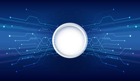 Hi tech circuit design innovation concept. Abstract futuristic communication vector illustration. Sci fi technology background.のイラスト素材