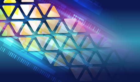 Modern hi-tech vector illustration. Technology communication concept. Futuristic blue background with triangles.のイラスト素材