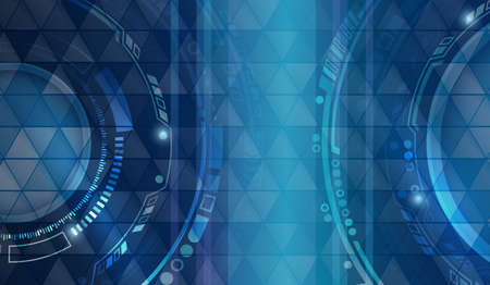 Futuristic circles design innovation concept. Abstract communication vector illustration. Sci-fi blue background with various technological elements.のイラスト素材
