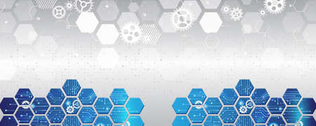 Wide high-tech technology background texture. Circuit board vector illustration. Vector electronic...