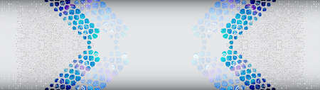 Wide Futuristic blue background with hexagons and circuit board. Colorful modern hi-tech...