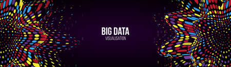 Abstract background with lines array and binary code. Data array visual concept. Big data connection complex. Big data visualization. Connection structure.のイラスト素材