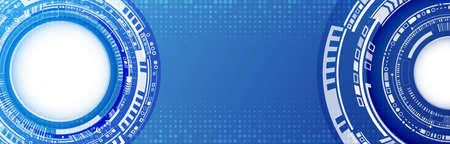 Wide Hi-tech digital technology concept. Illustration high computer technology on blue background....