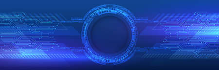 Hi-tech computer digital technology concept. Abstract technology communication vector illustration. Gray background with various technological elements.のイラスト素材