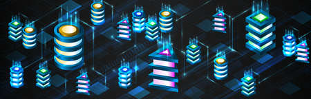 Big data analysis processing. Network connection and information exchange. Creative Web hosting...