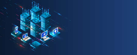 Hi-tech computer concept. Futuristic illustration of colorful light rays. Technology stripe glowing...